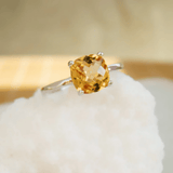 Bague Citrine Rectangulaire (Argent)