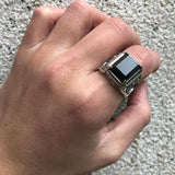 Bague Onyx Homme (Argent)