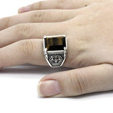 Bague Œil de Tigre Homme (Argent)