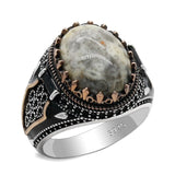 Bague Homme Labradorite Fumée