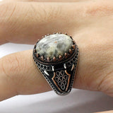 Bague Homme Labradorite Fumée